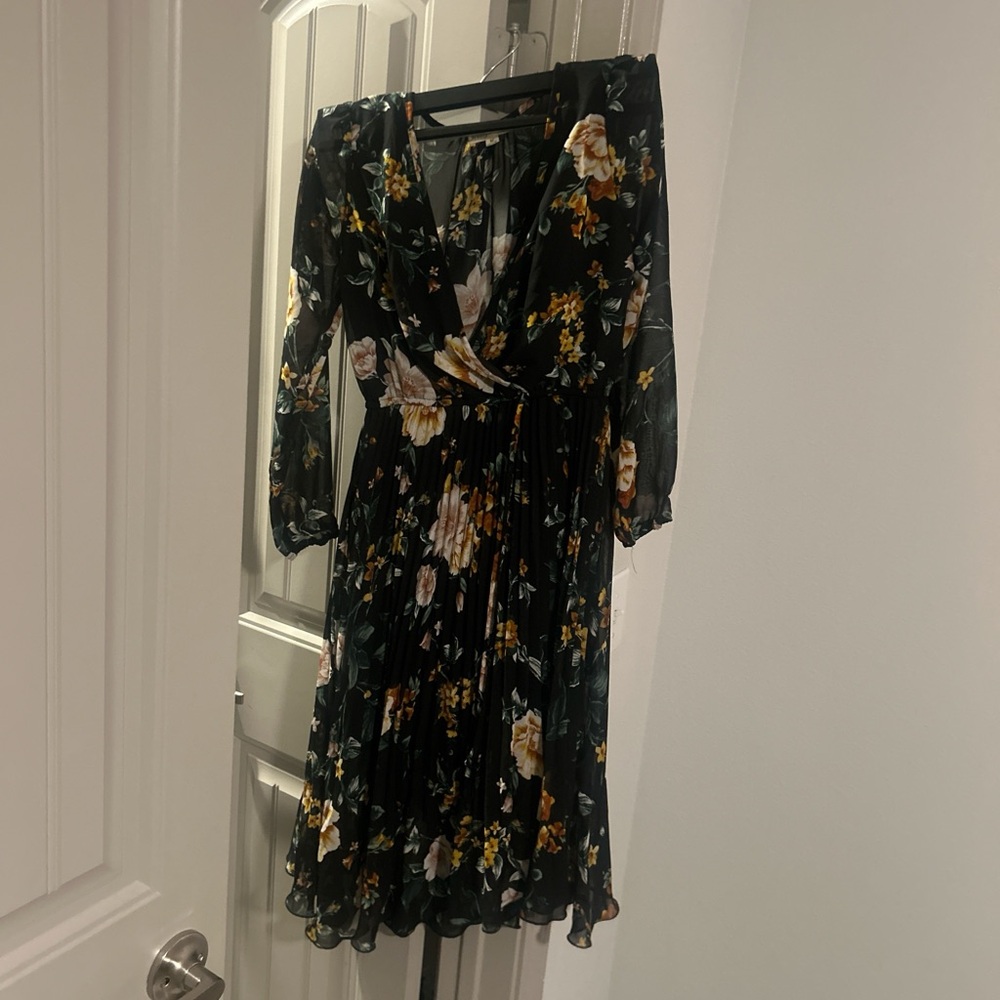 Indigo Black Floral Long Sleeve Dress